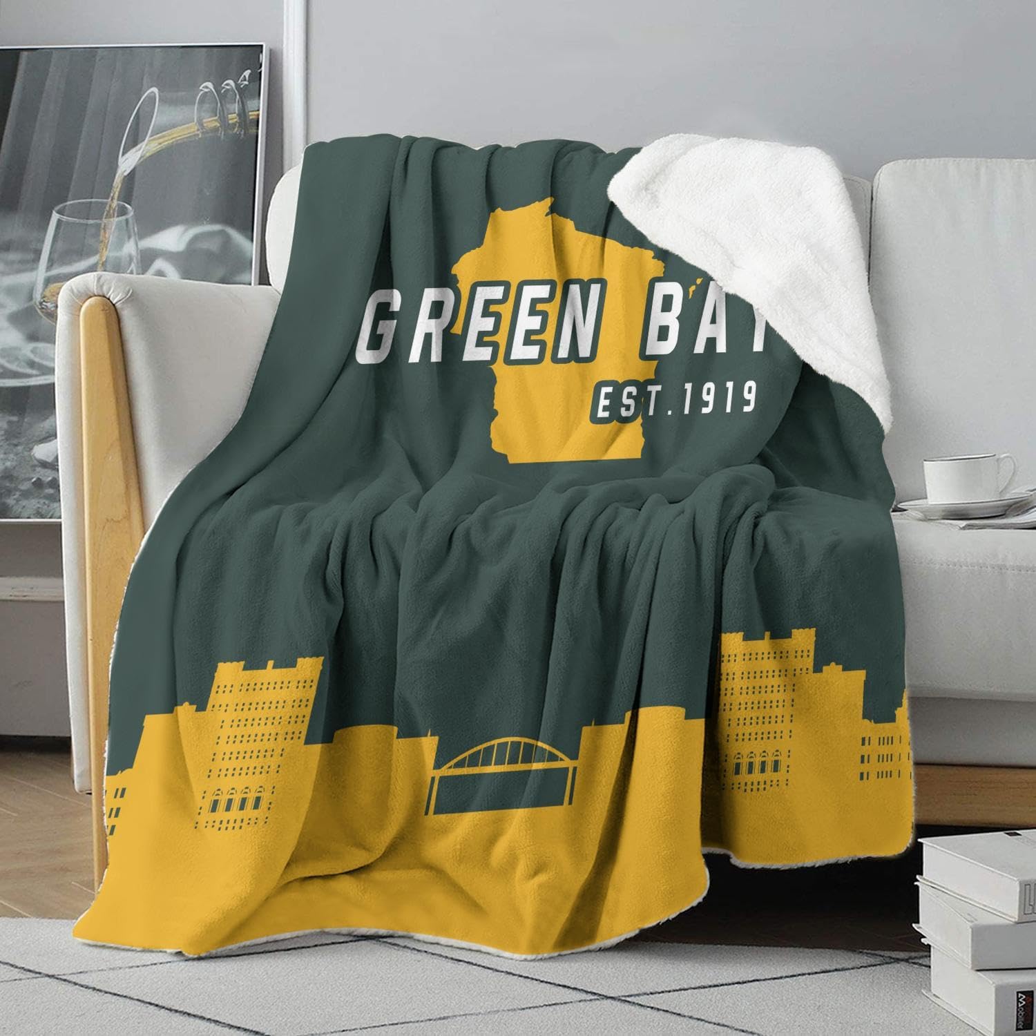City Classic Sherpa Football Throw Blanket,Ultra Soft