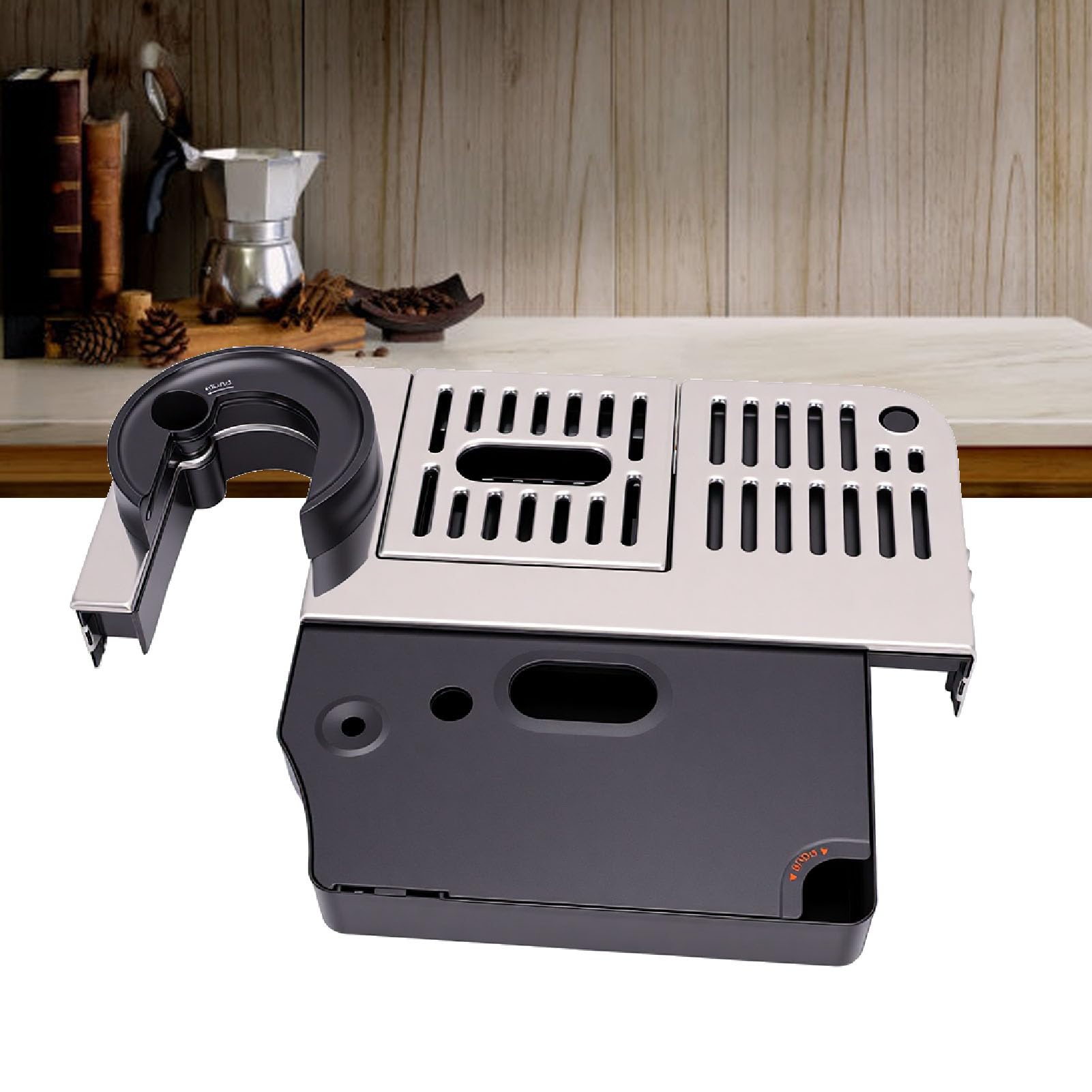 Tnfeeon Abtropfschale für Kaffeemaschinen, Austausch der Abwasserwanne aus Glänzendem SUS-Edelstahl und ABS, Werkzeuglose Installation, Einfache Reinigung, für Heimkaffeemaschinen ES601 655 701