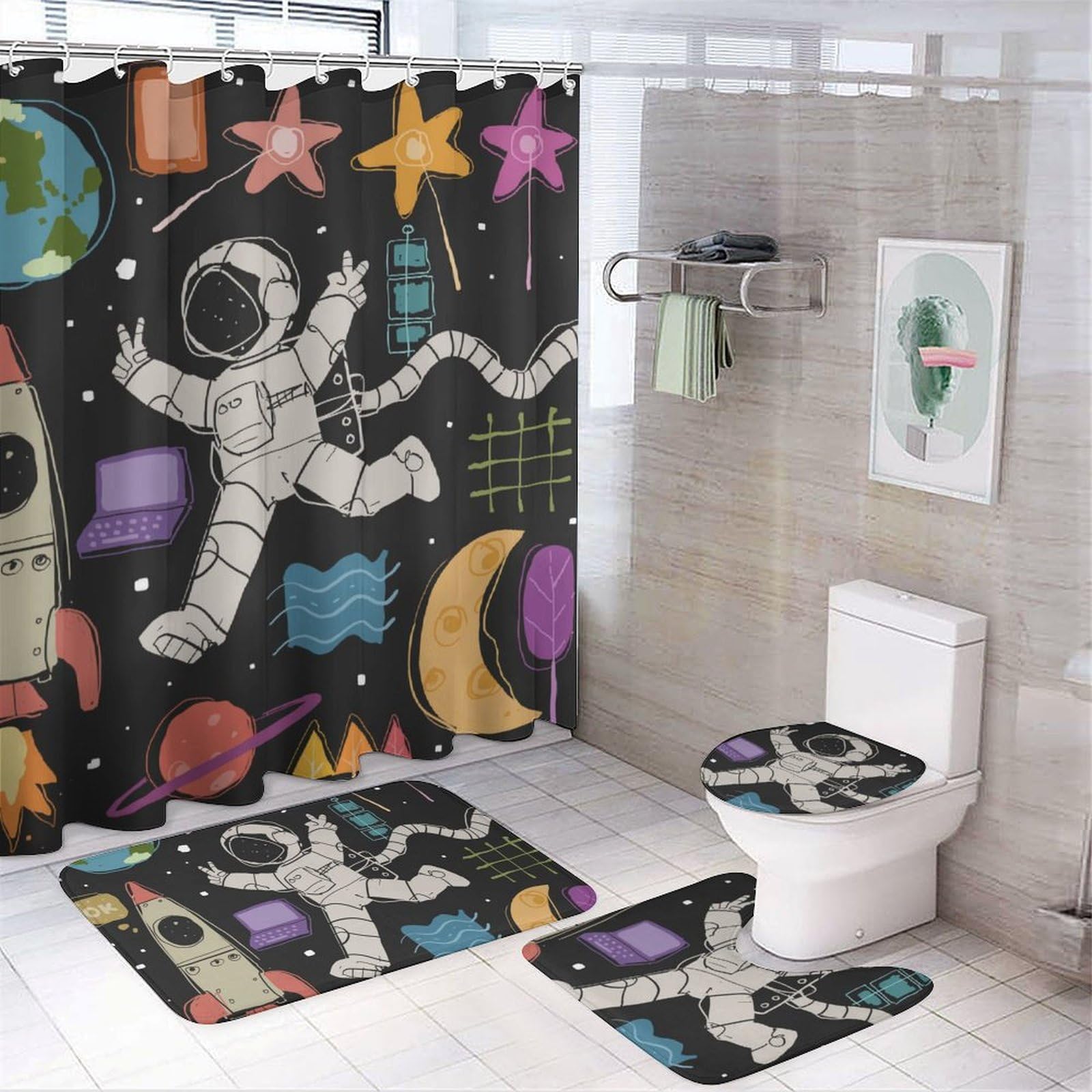 Rideau de douche et tapis de bain assortis pour harmoniser votre décoration