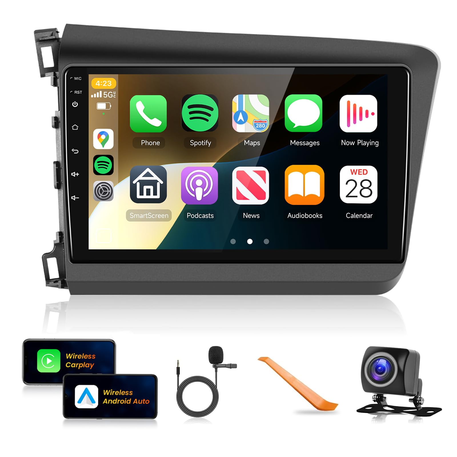 BXLIYER Android 14 IPS Autoradio Per Honda Civic (2006-2012) - Telecamera Gratuito - 9 Pollici 2 DIN - Supporto WIFI DAB Carplay Split-Screen Volante Android Auto Bluetooth Mirrorlink