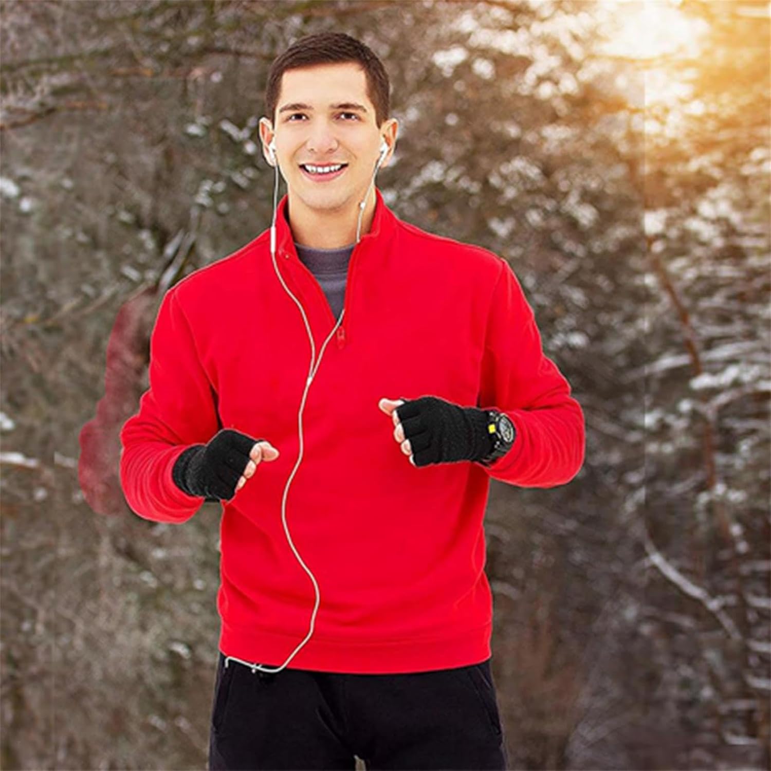 3 Pairs Half Finger Gloves for Men Women Teens Fingerless Winter Magic Black Knit Mittens Touchscreen Warm Stretchy Fingerless Gloves for Writing Working Driving - Image 5