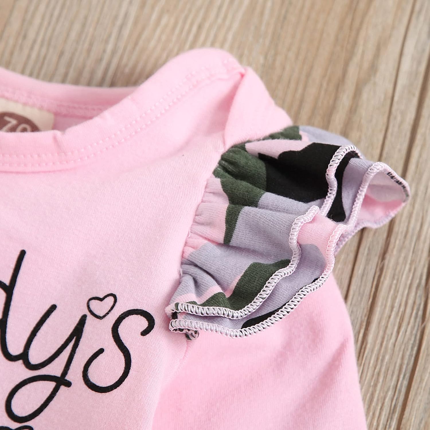 AMAWMW Baby Girl Clothes Set Daddys Little Girl Ruffle Romper Top Camouflage Pants Newborn Infant Baby Girl Outfit - Image 3