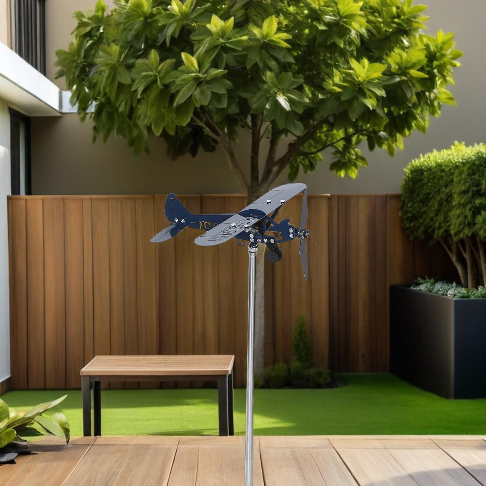 Kisangel Molino de Viento y Funcionamiento Energía Eólica Natural de Hierro Azul Diseño de Instalación Fácil para de Jardín y Patio