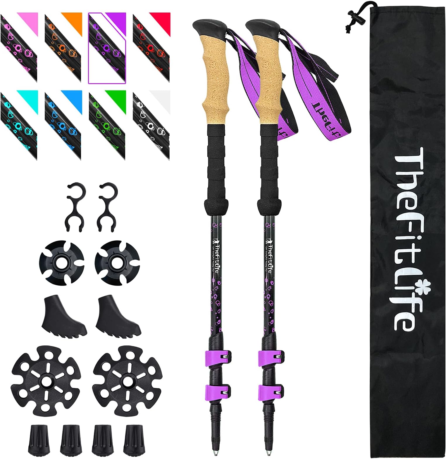 Carbon Fiber Trekking Poles Ultralight Walking Sticks for Hiking