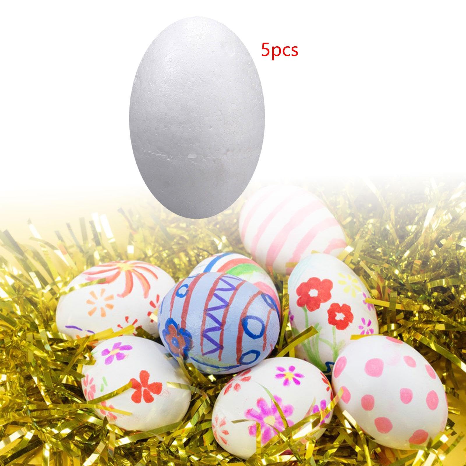 Generic Uova di Polistirolo Espanso, Uova Bianche Non Verniciate, Decorazioni Finte, Uova di Pasqua per Fai Da Te, Decorazioni Fatte a Mano per L'asilo, 5 Pezzi Da 25 Cm