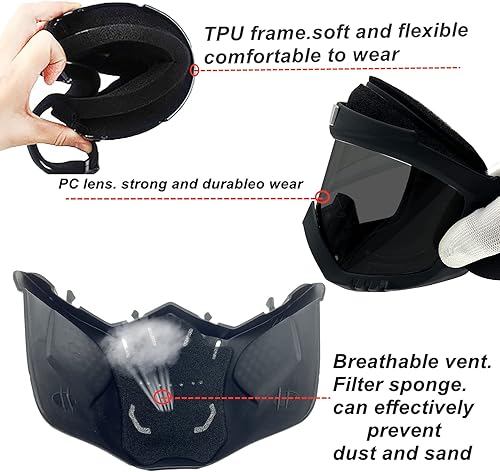 Miniatura 6 de Gafas de motocicleta con máscara extraíble  Gafas de motocross ATV Anti-UV ajustables MX Riding Offroad Ciclismo Moto Gafas protectoras Racing