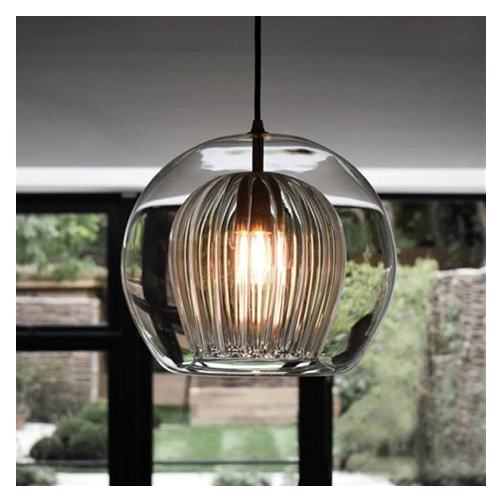 Genérico Lámparas de araña, Lámpara colgante de cristal calabaza, lámpara comedor, decoración muebles cocina nórdica, accesorios iluminación LED techo, Compatible with colgar(25cm)