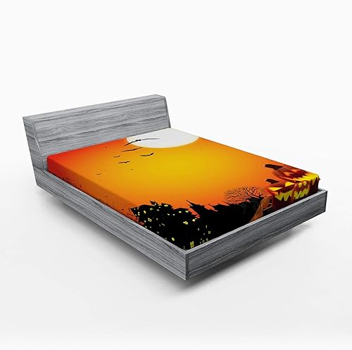 Miniatura 14 de Lunarable Sábana bajera ajustable con diseño de póster retro con eslogan de invierno y texto en inglés "I Love Winter Slogan para actividades al