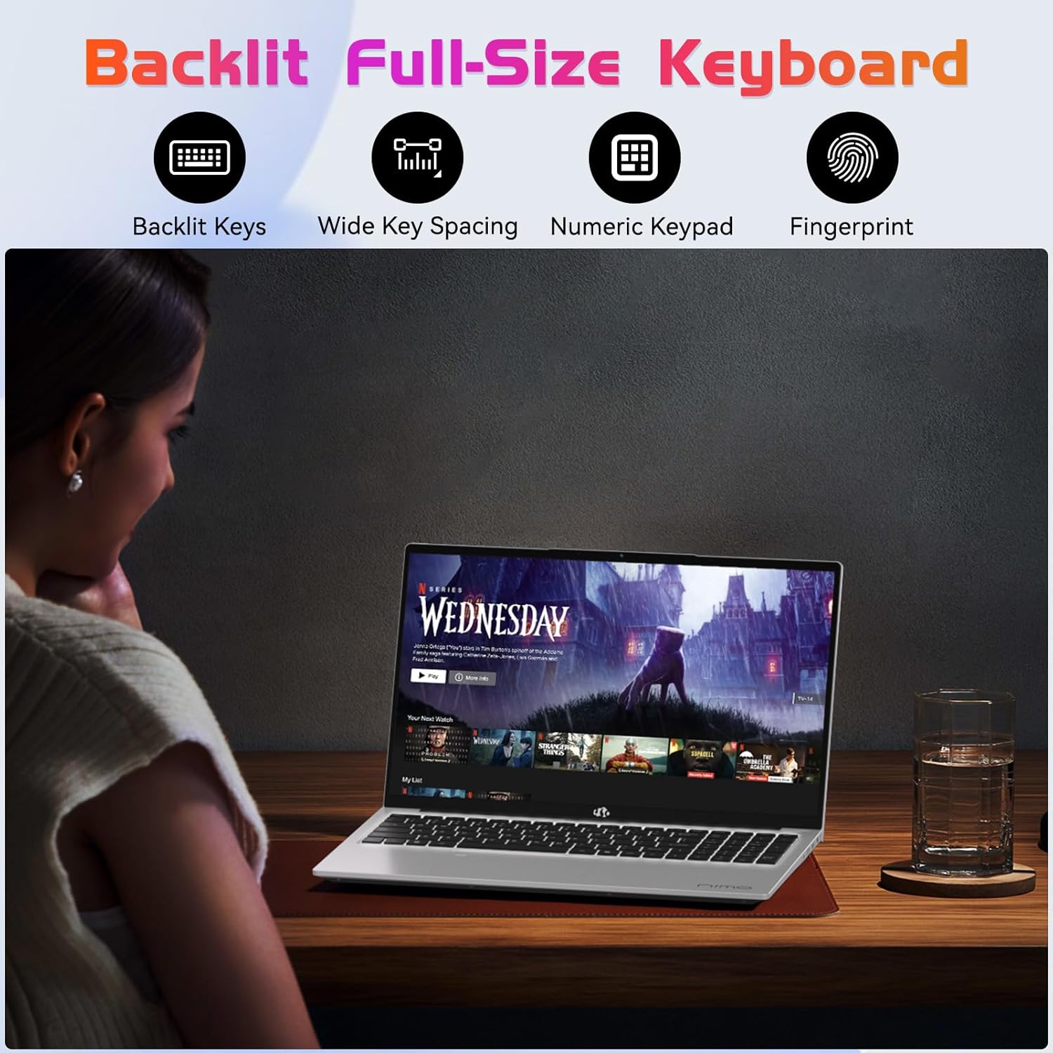 NIMO Laptop, 17.3" FHD IPS Anti-Glare Screen, 6 Cores i3-1215U (Up to 4.4GHz, Beat R5 7520U) 8GB RAM 128GB SSD for Office & Student, 180° Viewing, Wi-Fi 6, 65W Type-C, Backlit Keyboard, Fingerprint