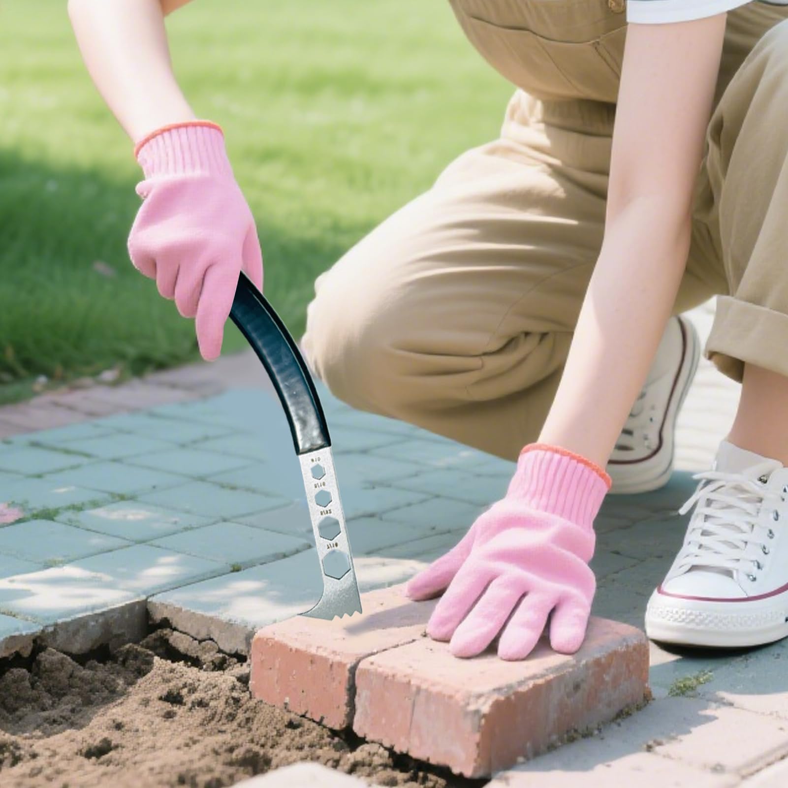 Attrezzo per pavimentazione – Robusto ed ergonomico, 2 pezzi professionale | Estrattore di da patio – per giardino, patio, prato, marciapiede, cortile, blocco di in pietra di
