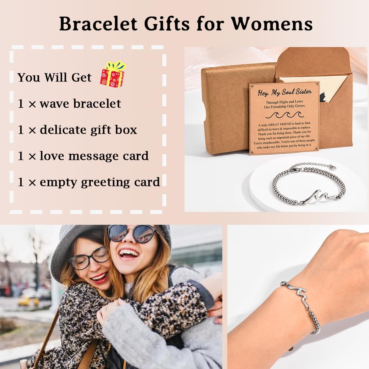 Gifts for Best Friend Sister Daughter Granddauhgter Niece, The Wave of Life Bracelet, Christmas Birthday Valentines Graduation Day Gifts for Women Her - Image 4