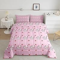 Vista 25 de Juego de edredón de perro lindo para niños, juego de ropa de cama con estampado de carlino de dibujos animados para niños y adolescentes, juego