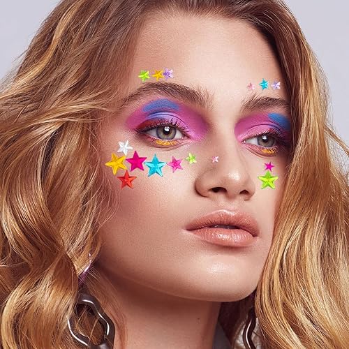 Miniatura 5 de Gemas para la cara con patrón de estrellas, diamantes de imitación autoadhesivos para Halloween, rave, maquillaje featival, para cuerpo, cara, ojos,