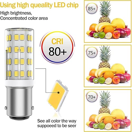 Miniatura 3 de Chinnor Bombilla de doble contacto BA15D para máquina de coser, bombilla de empuje blanca 6000K 15T7DC, repuesto de base para Singer, Kenmore -