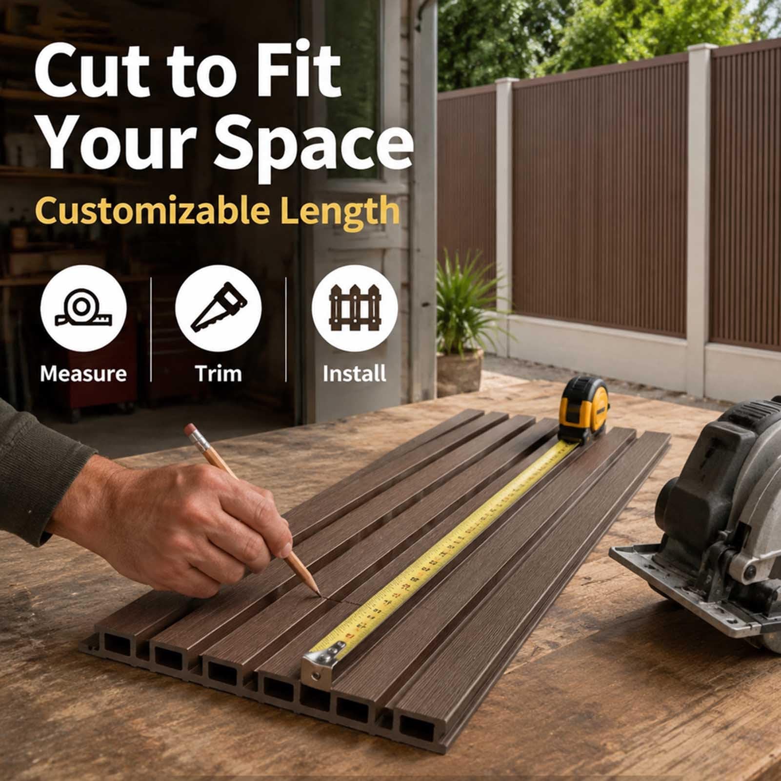 Paneles Pared 3D Efecto Madera para Exteriores Revestimiento Decorativo Lamas WPC Impermeable Ideal para Patios Jardines — Cero Mantenimiento 20 Cm Ancho(20x50cm/7.87 X19.69IN)