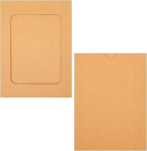 Miniatura 4 de jijAcraft 20 portarretratos de papel, 4 x 6 pulgadas, color marrón, marcos de fotos de cartón con cuerda y clips, pancarta colgante de fotos de