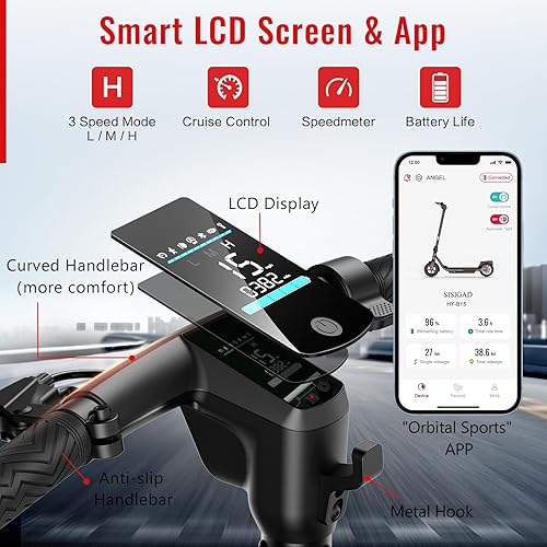 Miniatura 9 de SISIGAD Patinete eléctrico para adultos, motor de 300 W, pico de 500 W, scooter eléctrico de largo alcance de 15 millas para adultos, neumáticos