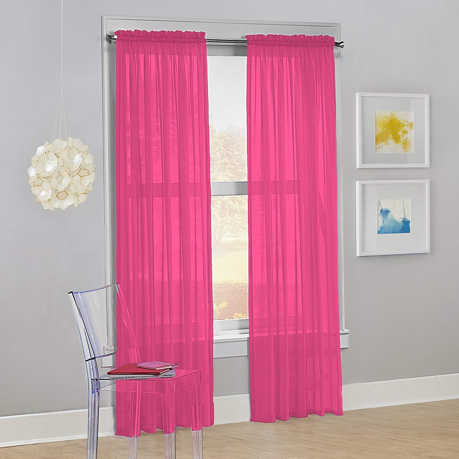 Bright Pink Sheer Curtains Curtains & Drapes