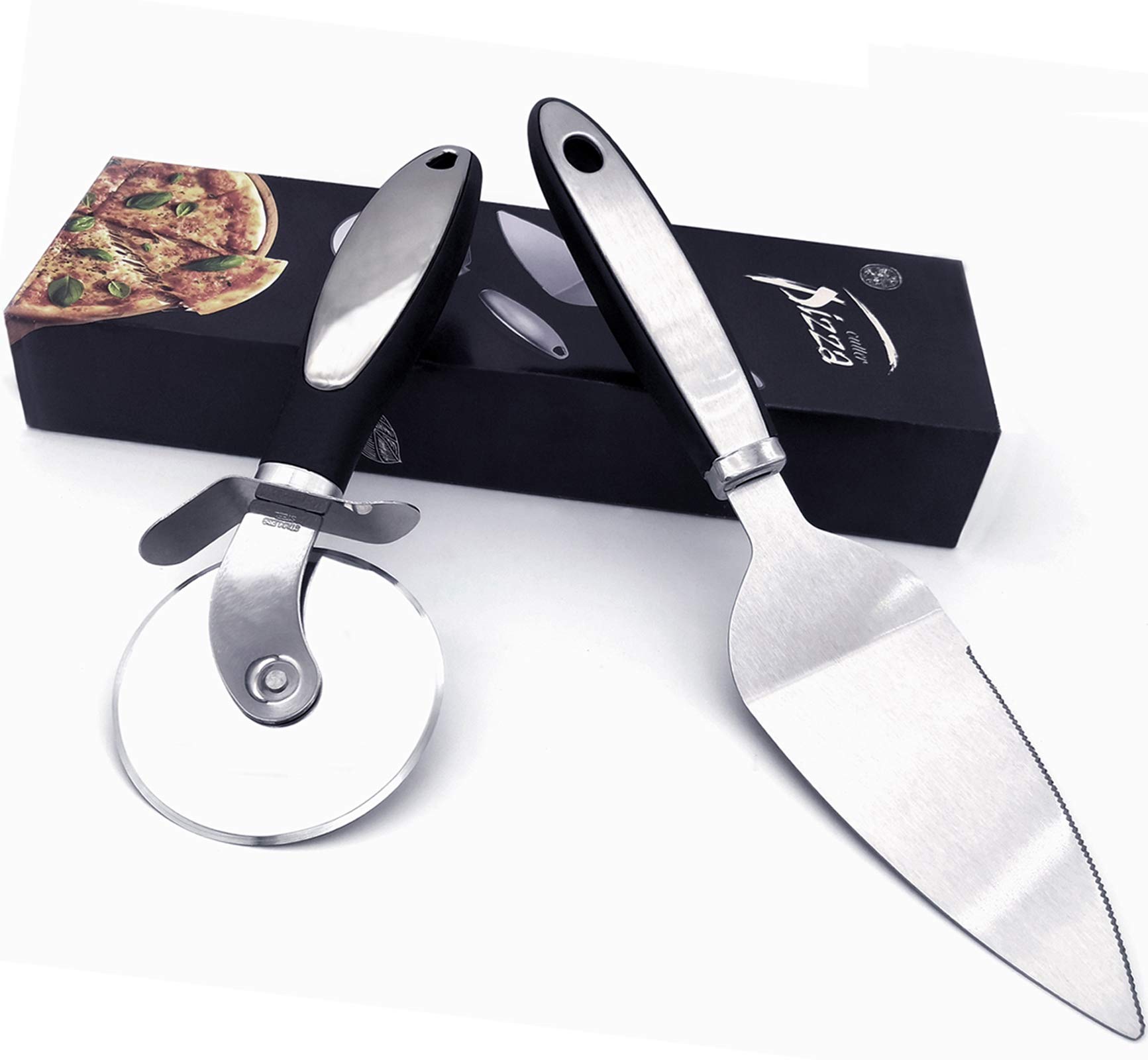 Pizza Steel 2 Pack Pizza Cutter Set Sharp Stainless Steel Wheel 