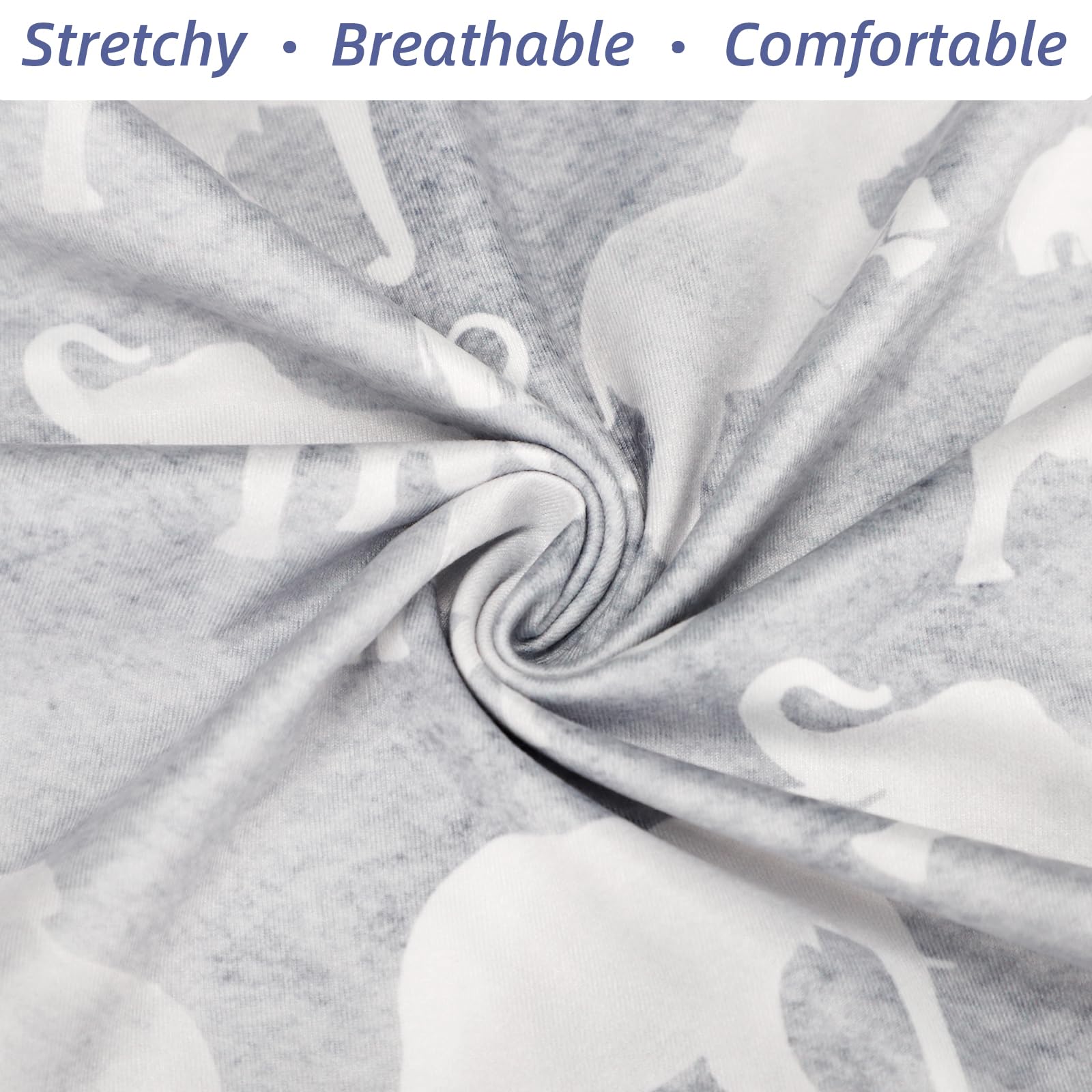 DILIMI Funda de almohada de lactancia, fundas de lactancia suaves y elásticas para almohadas de lactancia, reversible, extraíble, para bebés, niños y niñas, elefante gris