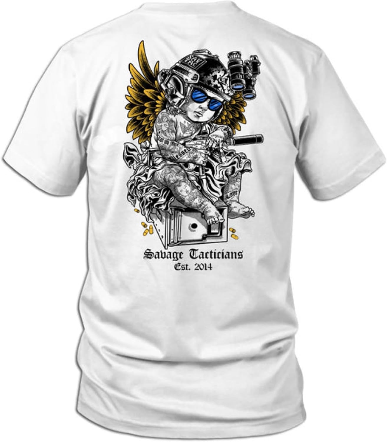 Savage Tacticians Guardian Angel Men’s Tee - Military Inspired Tactical Shirt, Cotton Blend, Premium Casual & Tactical Gear