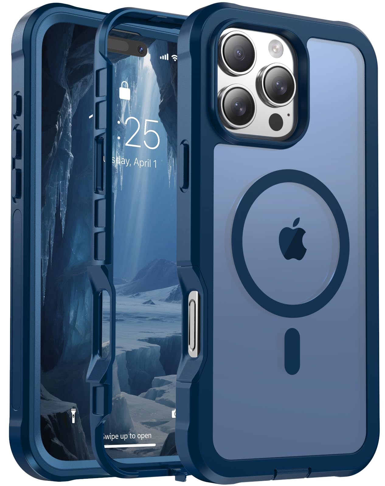 jaroco Magnetic for iPhone 16 Pro Max Case Heavy Duty Protection Deep Blue