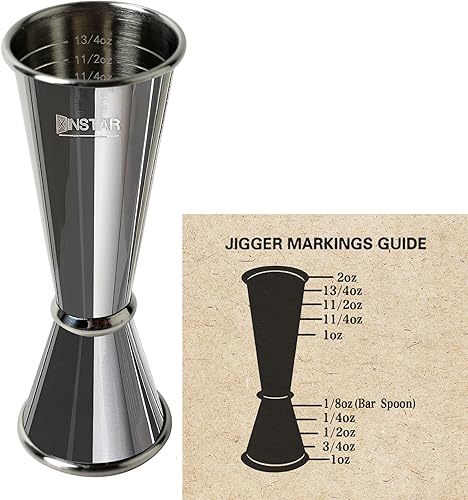 Miniatura 6 de Jigger para bartending, jigger de cóctel profesional japonés de acero inoxidable 304 de alta calidad y resistente, 2 onzas y 1 onza