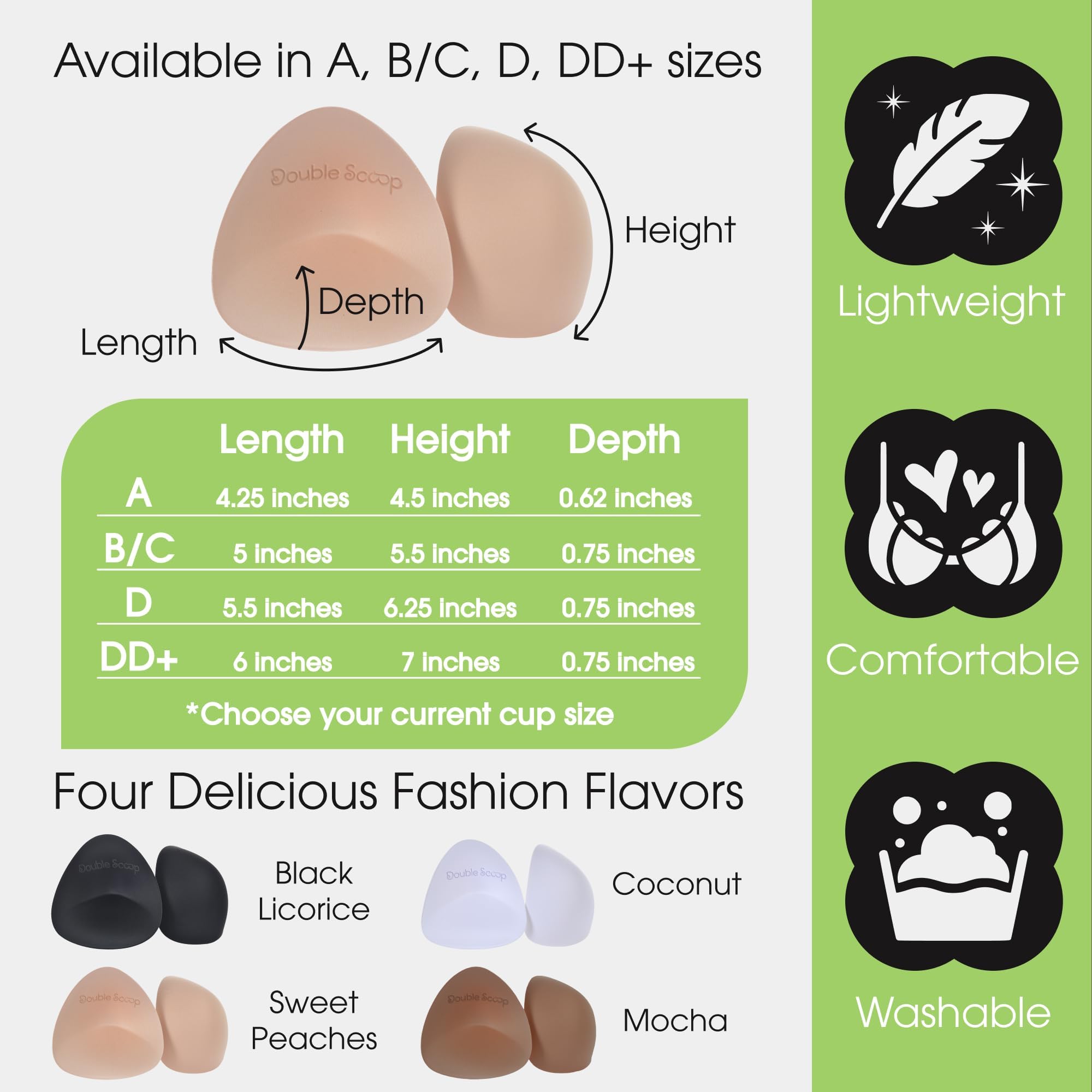 Double Scoop Triangle Bra Insert wBonus Tape Sticky Strips Nipple Covers Replacement Bra Pads for Bathing Suit & Sports product thumbnail 6