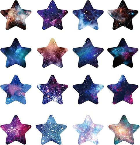 Miniatura 1 de Zonon 800 calcomanías de estrella grandes de 1.6 pulgadas a granel para recompensa (16 diseños), calcomanías de estrella con purpurina de colores