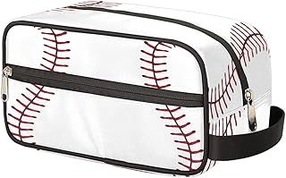 Sport Baseball Portable Travel Toiletry Bag, Softball Texture Ball Dopp Kit Cosmetic Organizer Makeup Bag Shower Shaving Bag for Men Women