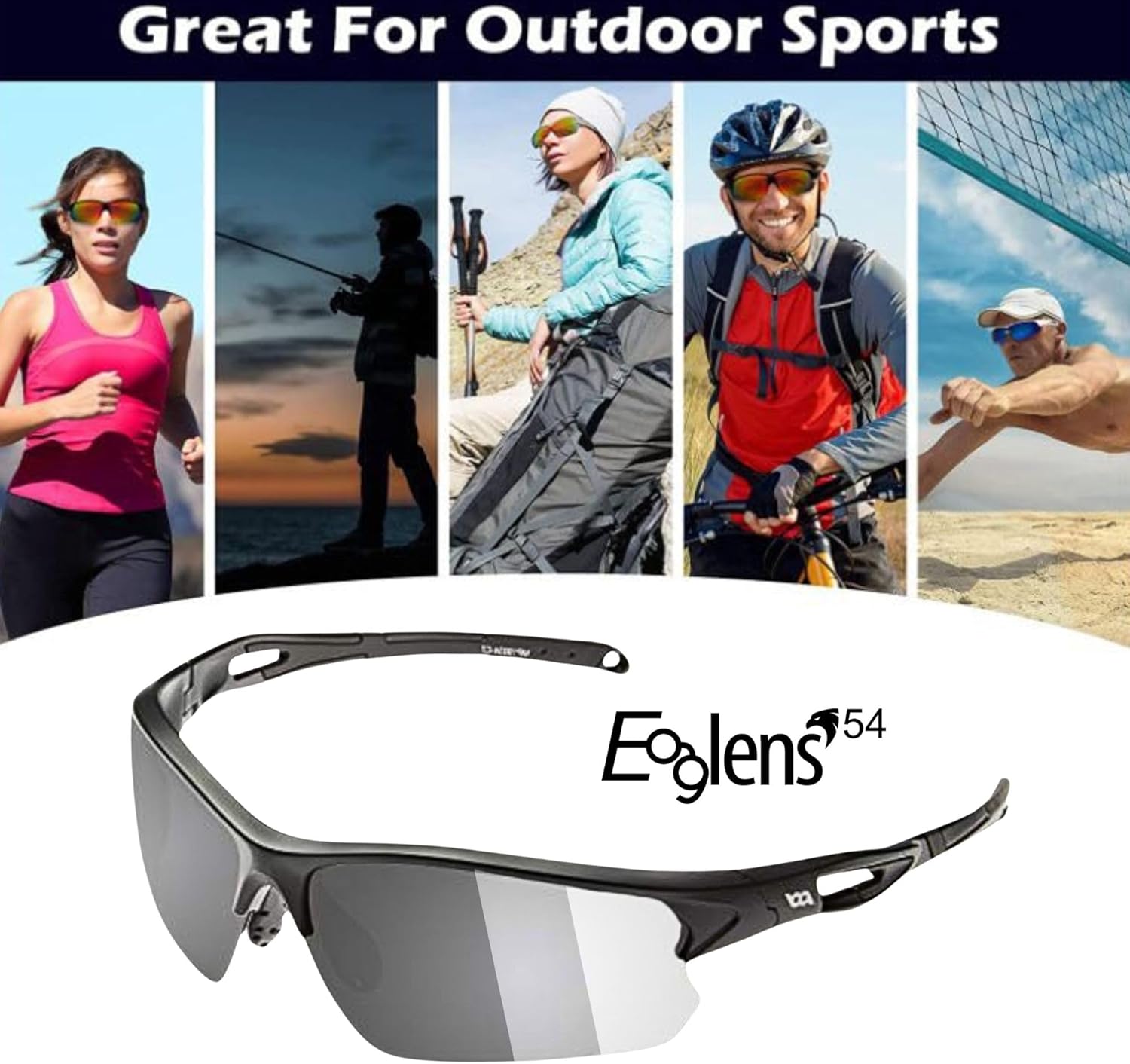 Outdoor Sports polarized or photochromic wrap around Cycling Sunglasses for Men & Women TR90 Frame UV Protection