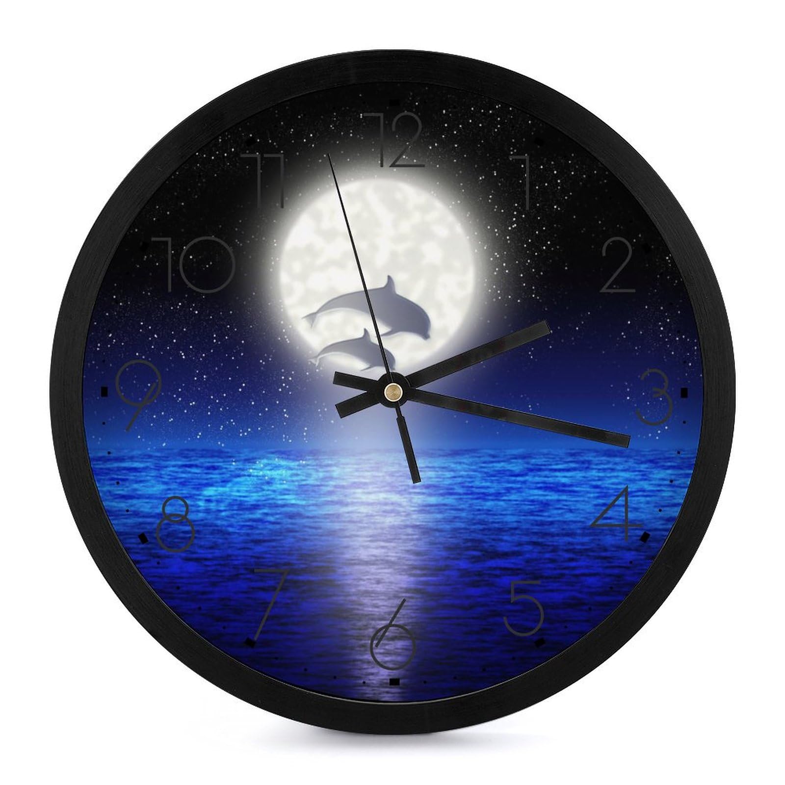 Amazon.co.jp: イルカ 夜の海風景 月 掛け時計 おしゃれ 北欧 壁掛け