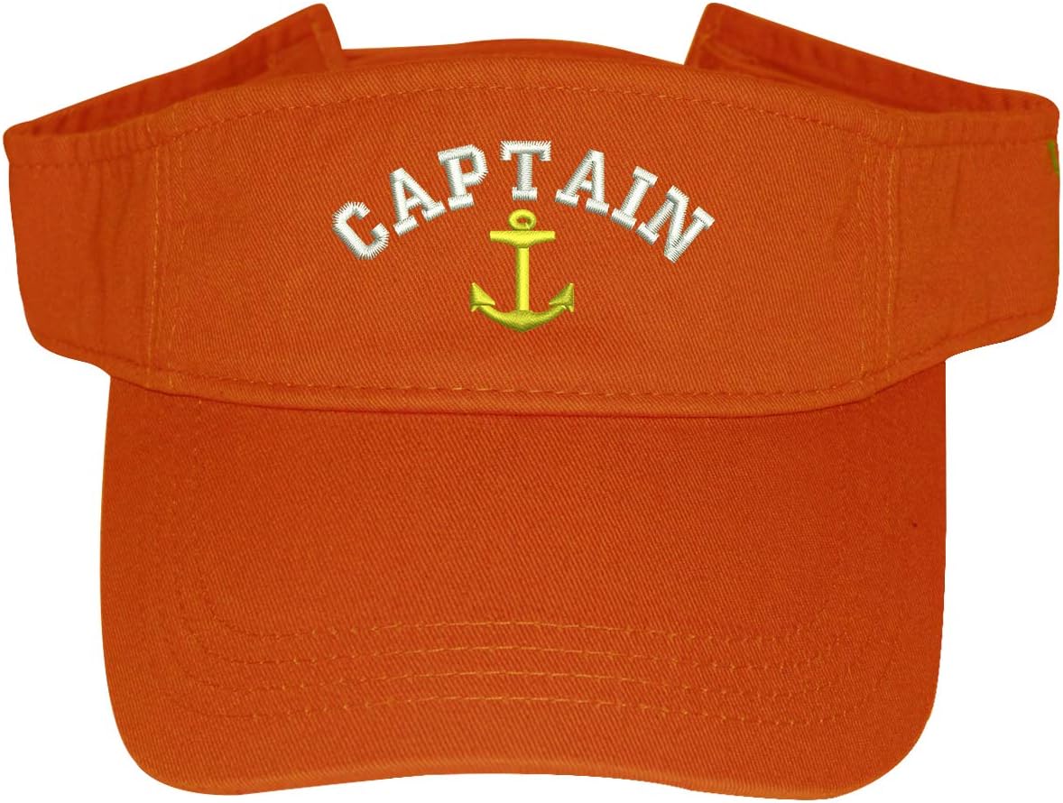 Embroidered Captain with Anchor Unisex Visor Hat - Nautical Themed Hat, Captain Hat