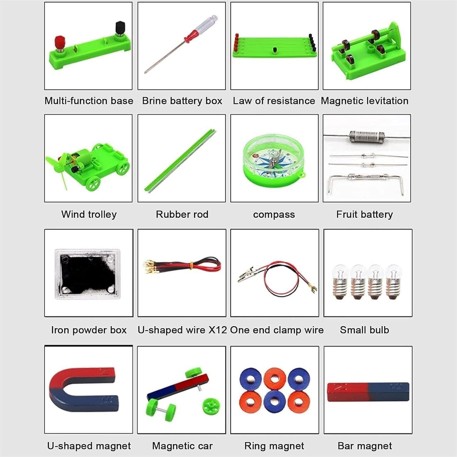 Kit for esperimenti sui circuiti elettromagnetici aggiornato, scatola da laboratorio elettrica di fisica multiparte con manuale di guida for l'esplorazione di serie parallele, legge di Ohm e principi