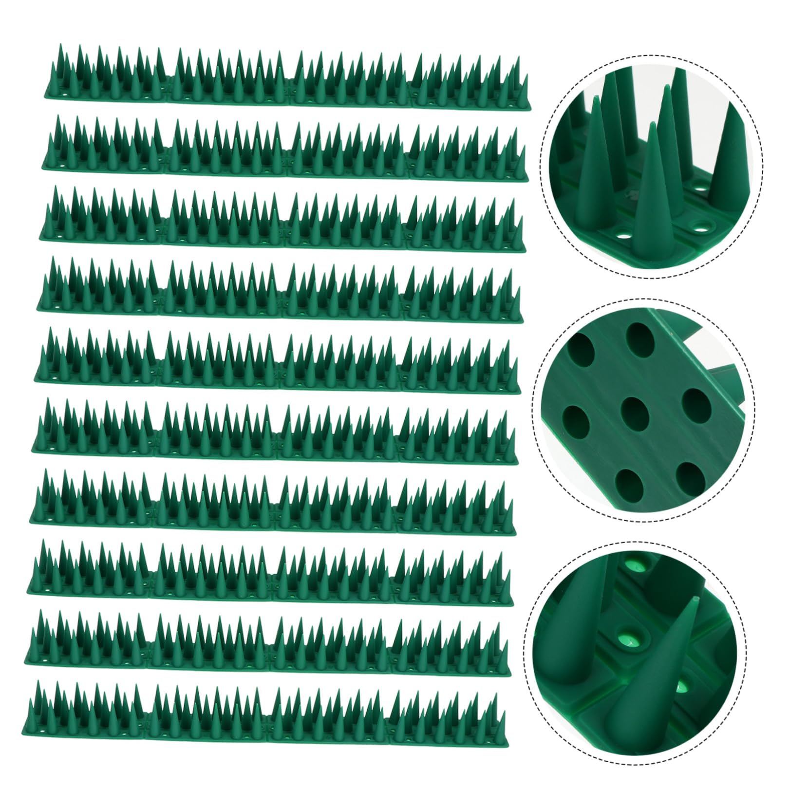 Spine Anti Uccelli in Plastica, 10 Set Verdi per Tetti e Strutture | Barriera Umana e Sicura, Impedisce Posa e Atterraggio, Adatta a Rondini e Piccioni