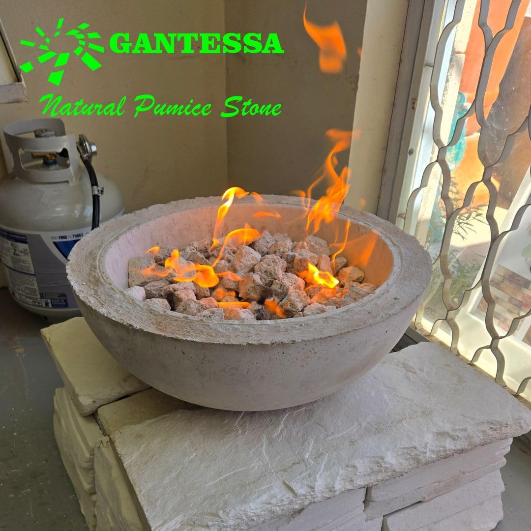 Gantessa 15LB Natural Volcanic Lava Rock, 1 1/8"- 2 3/4" Fireproof and Heatproof Pumice Stone for Outland Living Bond Portable Fire Pits, Fireplaces, Garden, Landscaping Decoration