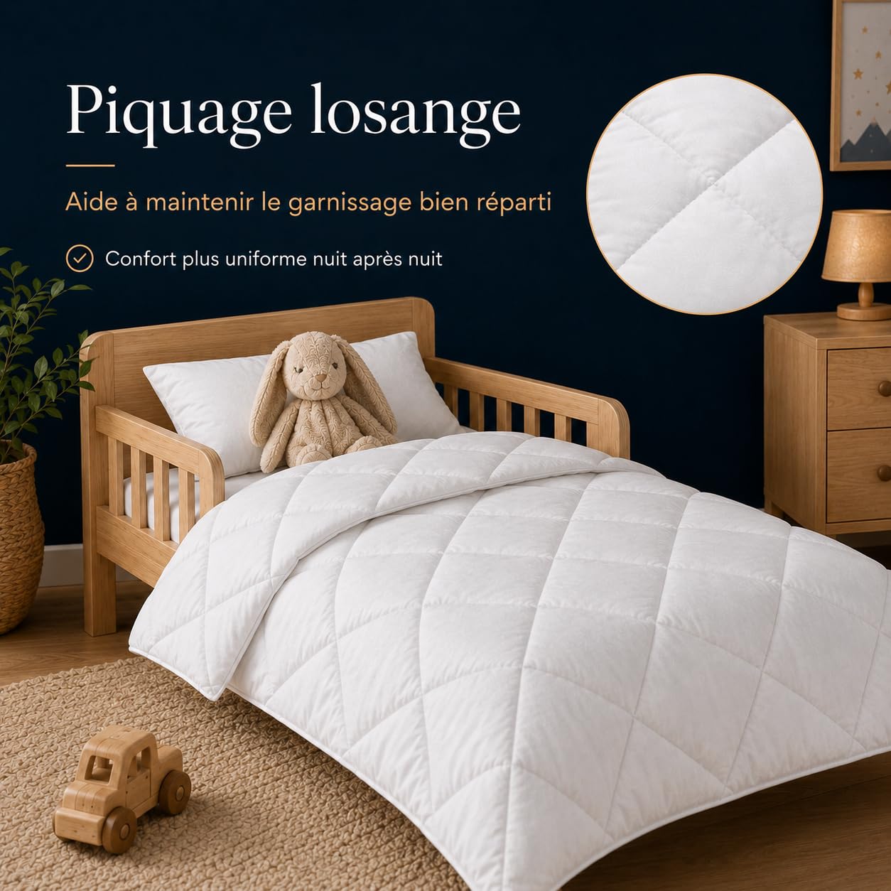 SOHYGGE – Couette Bébé 300gr/m2 – Enfant – 100x135 cm pour Lit Bebé 70x140 cm – Anti Acariens – 100% Microfibre Douce – Fabriquée en Europe – Certifié Oeko-TEX® – Couverture bébé pour Toutes Saisons