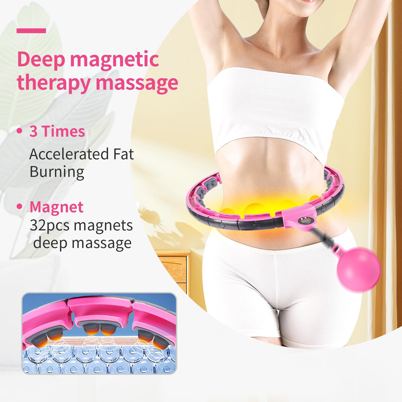 Smart Hula Hoop Moorstdel - Cerceau Fitness Avec Compteur, Boule De Poids, Picots Massage | 14 Segments, <90 Kg