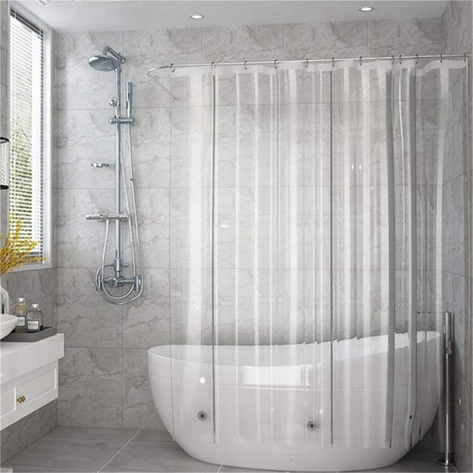Cortina de Ducha Revestimiento de Cortina Ducha Transparente Impermeable, Cortinas baño antimoho con Ganchos, Decoraciones for el hogar(180x200cm)