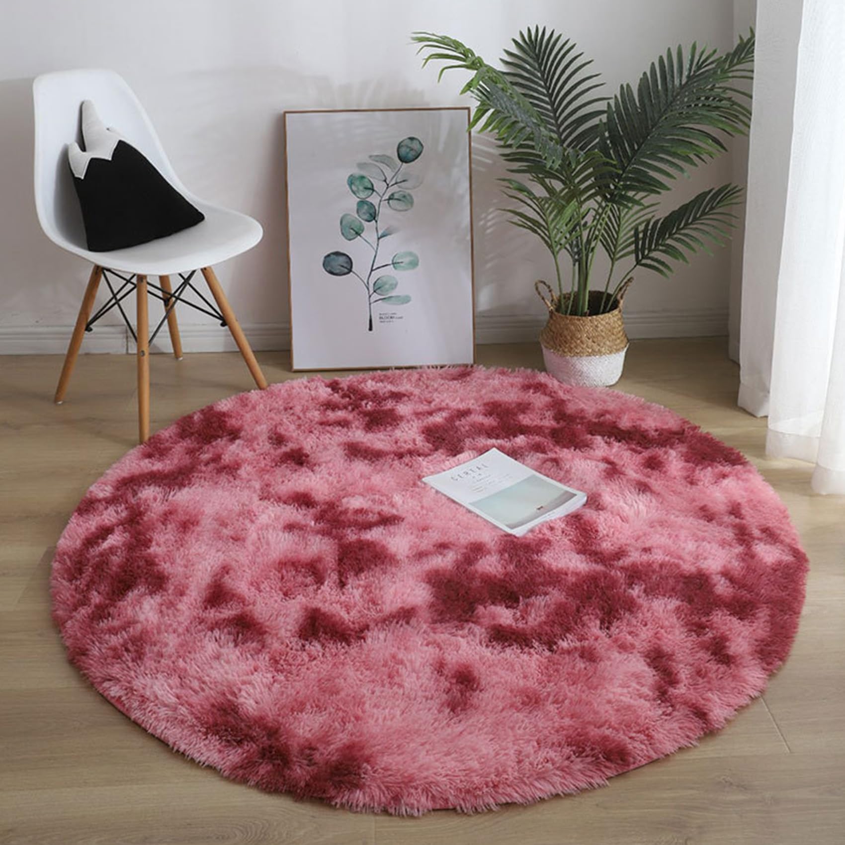 Tapis salon fourrure synthétique lavable rouge grand format carré antidérapant 195x195