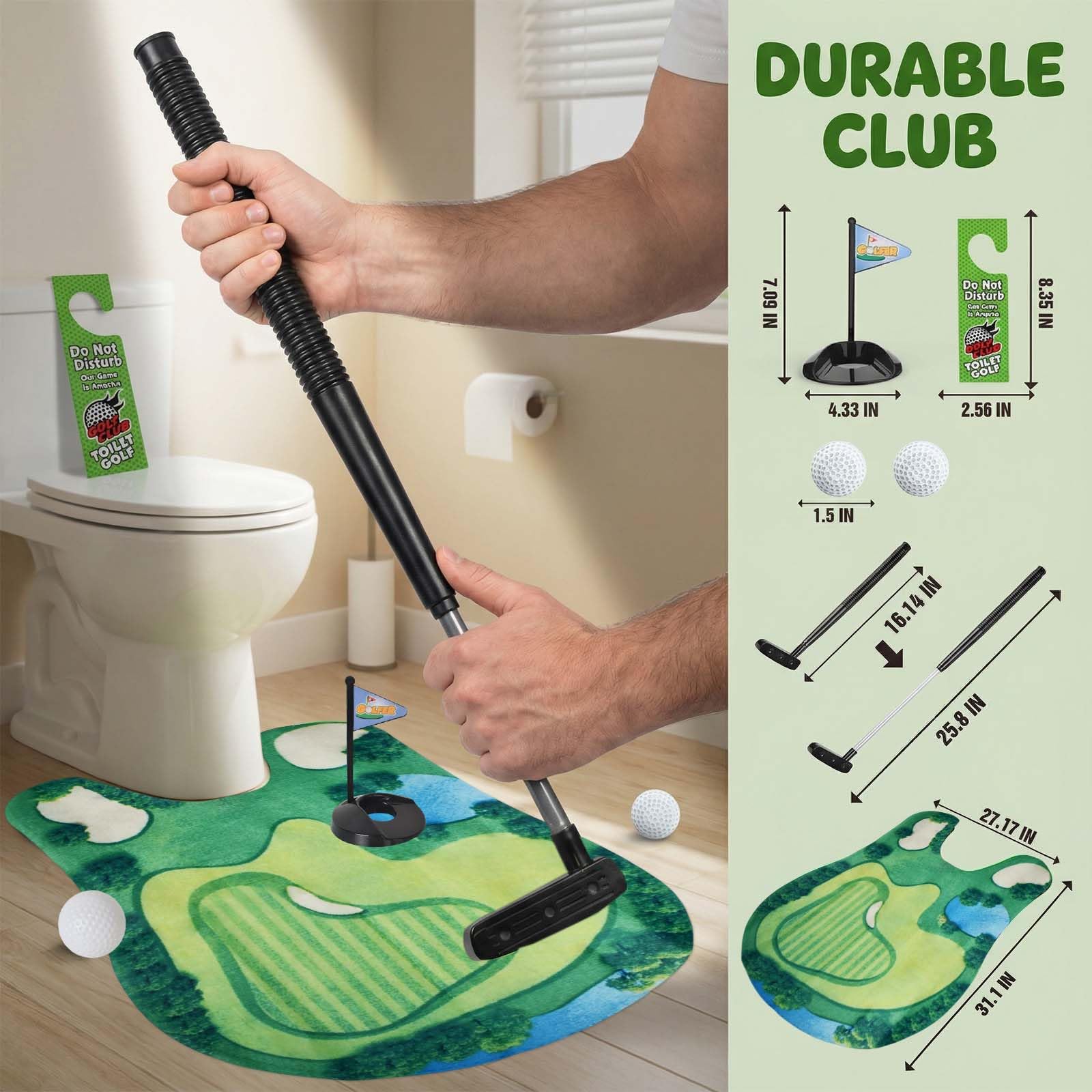 Coffret Cadeau de Golf de Toilette, Mini Cadeau Amusant pour Homme, Jeu de Toilettes, Jeu de Salle de Bain, Salle Bain Golf Set, Golf Toilettes Jouet, pour hommes anniversaire cadeau d'anniversaire - 2