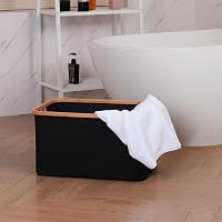 Coș de rufe pliabil efluky de 60L din material textil cu aspect de bambus, negru, coș de depozitare pentru baie și dormitor 7