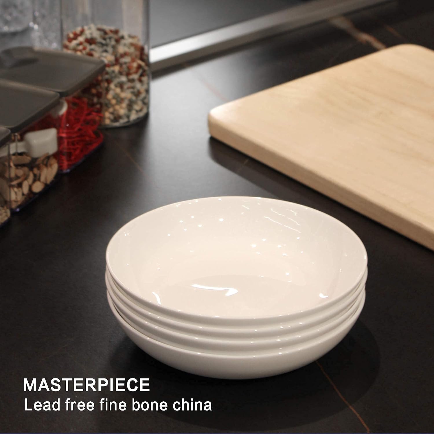 Up To 50% OFF Bone China Pasta Salad Bowls-8 Inch Plate Sets, 4 pc Dinnerware Set with GIFT BOX, Premium White Dinner Plate for Home Collection,20 Ounces Medium Size Serving Bowls, Microwave Dishwasher Safe Buy 1 get 1 Bone China Pasta Salad Bowls-8 Inch Plate Sets, 4 pc Dinnerware Set with GIFT BOX, Premium White Dinner Plate for Home Collection,20 Ounces Medium Size Serving Bowls, Microwave Dishwasher Safe
