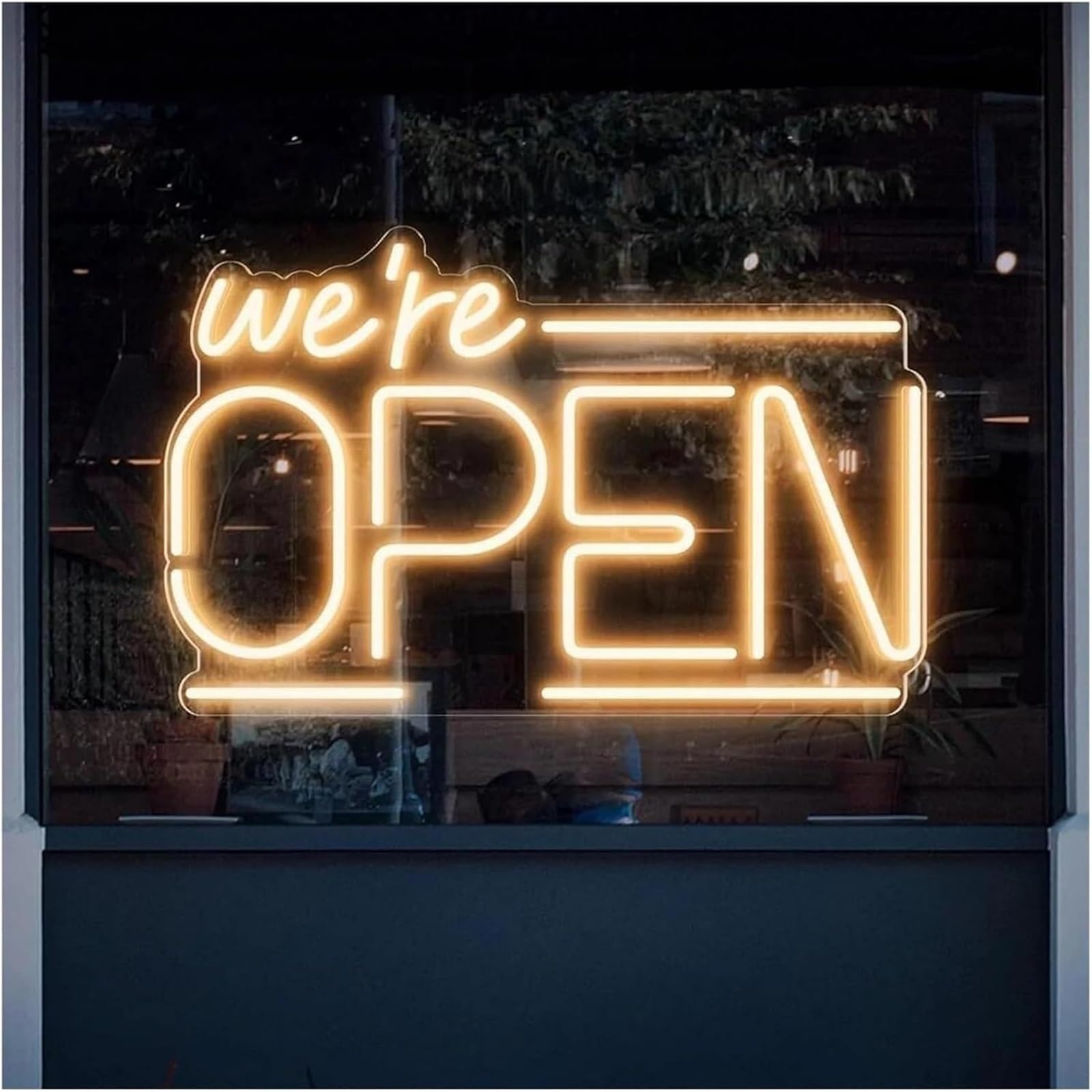 Wexxaii neon Light Sign for neon Lamp Hanging Art for Signs We're Open for Dimmable Business 40cmx25cm(Beige)