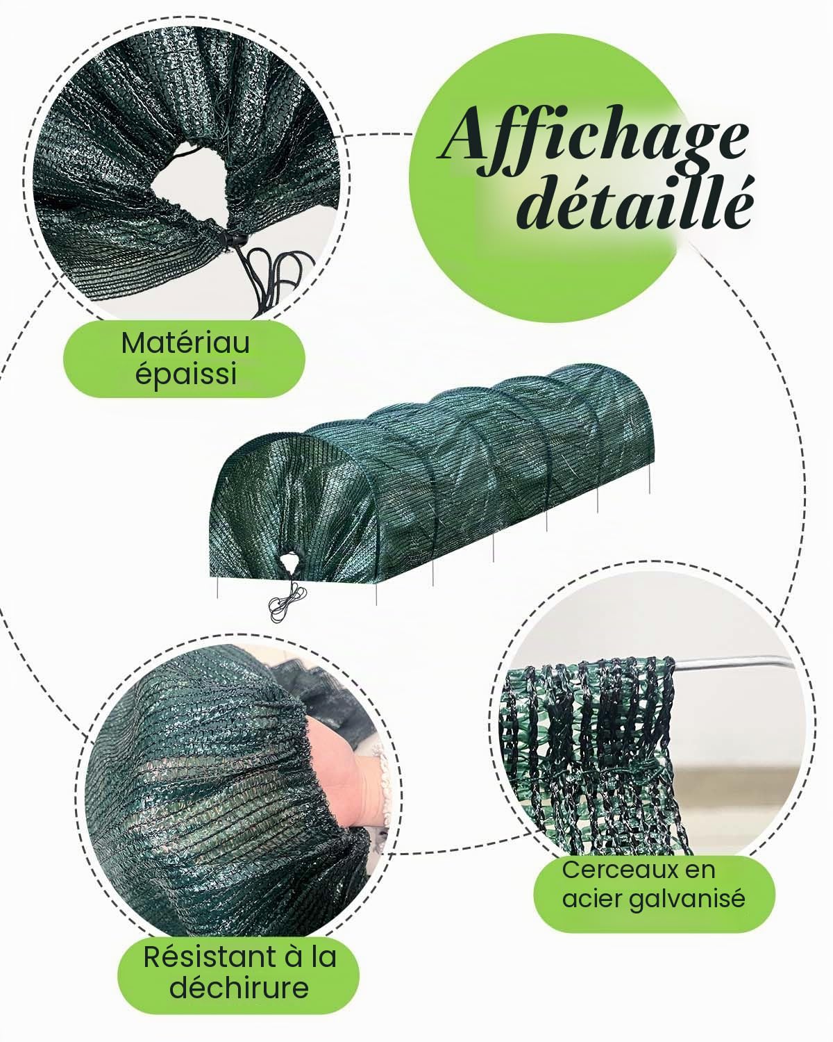 Filet de serre pour plantes, tunnel de croissance de jardin, filet de cloche pour parcelle de plantes, tunnel bas de culture pour plantes, maille de protection pour légumes