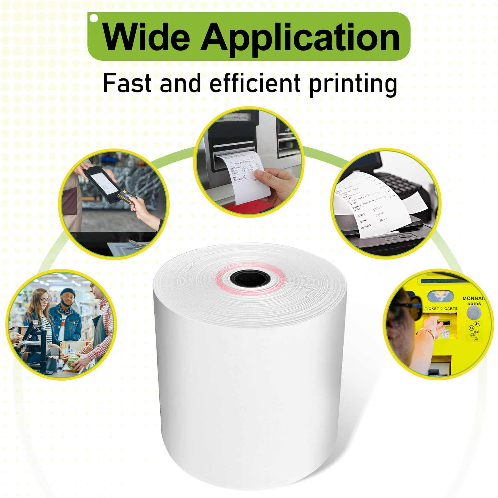 Papel Térmico 80x80x12 mm, 10 Rollos de Papel Tickets para Caja Registradora, Premium rollo termico para Impresora TPV Térmica de Ticket