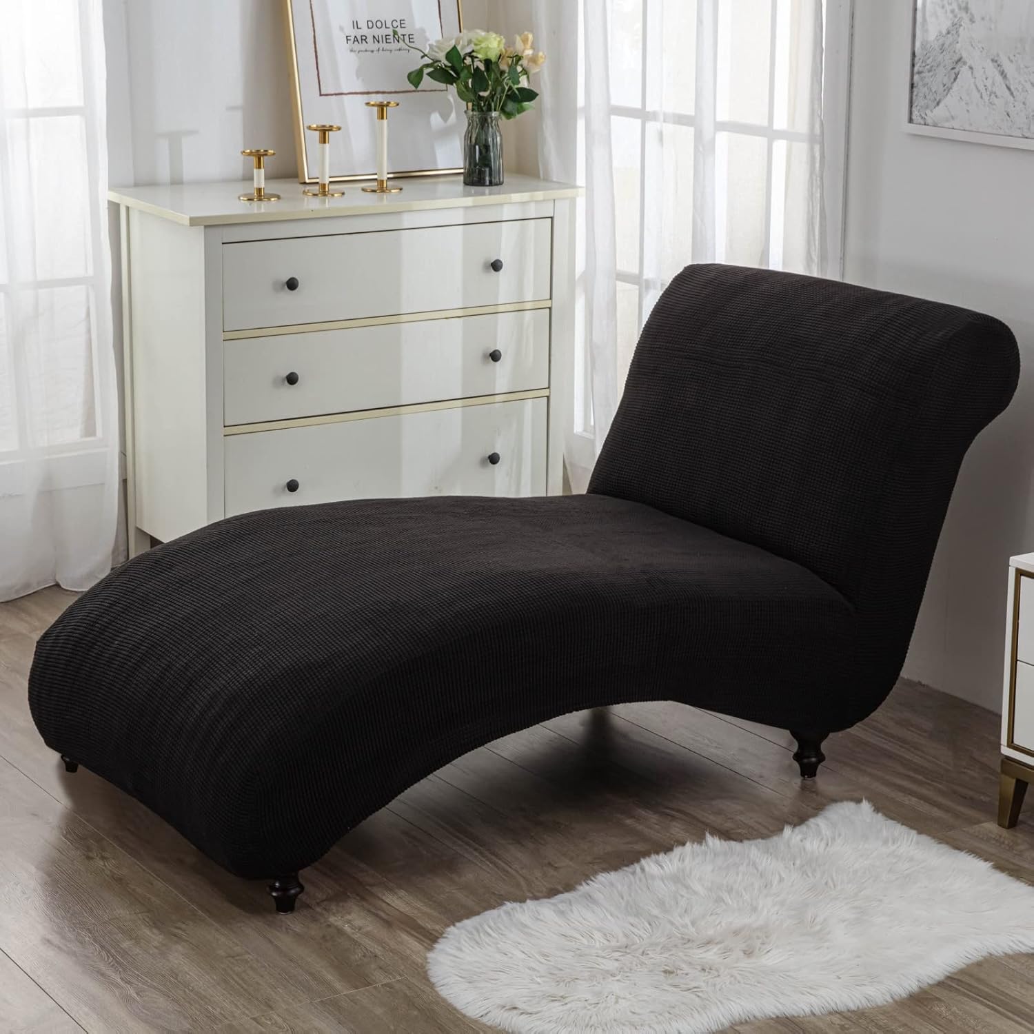 Chaise Lounge Cover Armless Longue Slipcover Stretch Printed Recliner Sofa Covers Stretch Chaise Chair Covers for Living Room Bedroom,35