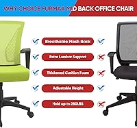 Vista 7 de Furmax Silla de oficina con respaldo medio, silla de escritorio giratoria con soporte lumbar, silla de malla ergonómica para computadora