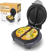 Aoruru Electric Omelet Maker - Non-Stick Stainless Steel Frittata Snack Pocket Pancake Maker, 750W 6.5"