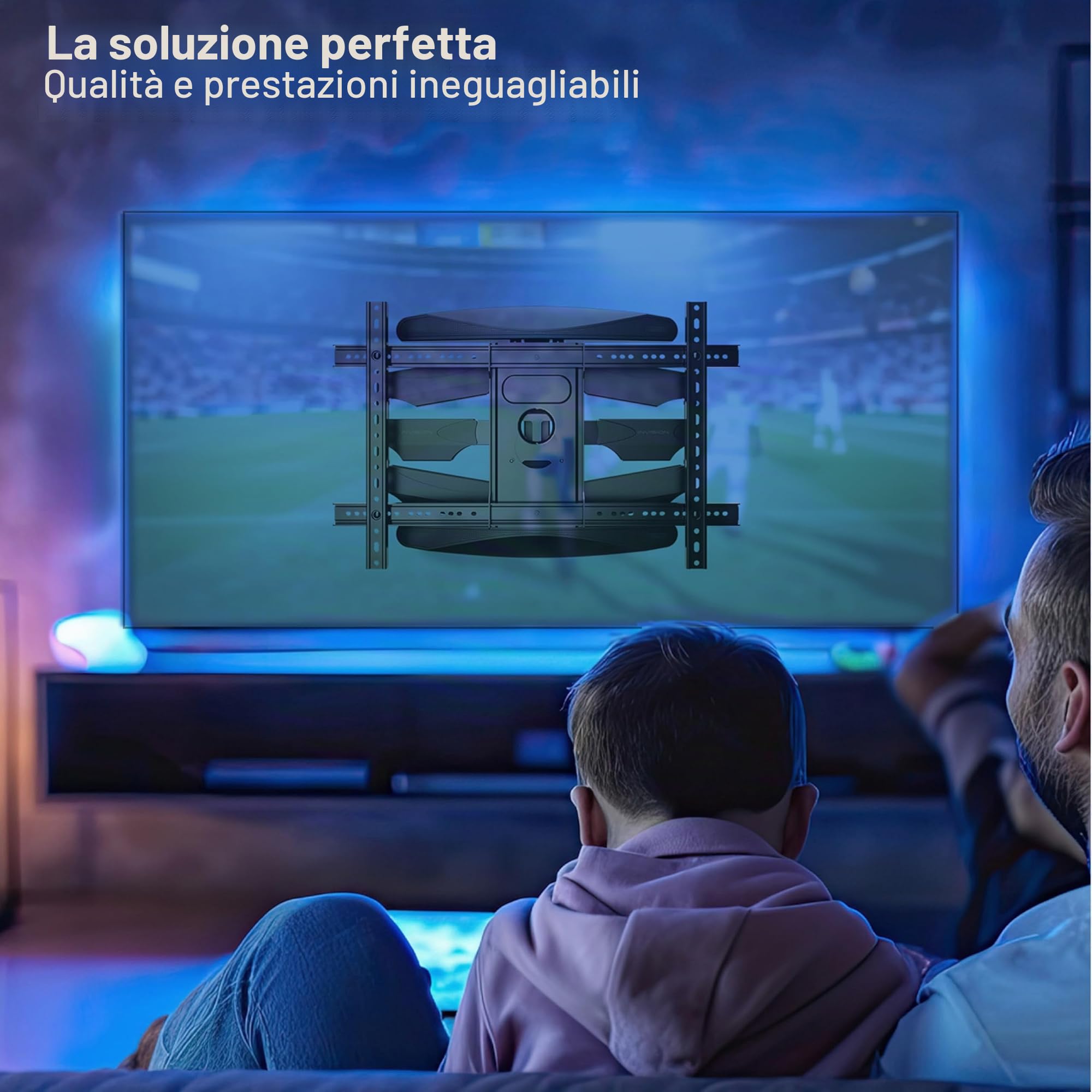Invision Supporto TV Parete 37-75 Cali VESA 200x200-600x400mm Doppio Braccio Inclinazione Girevole Estensione 50kg